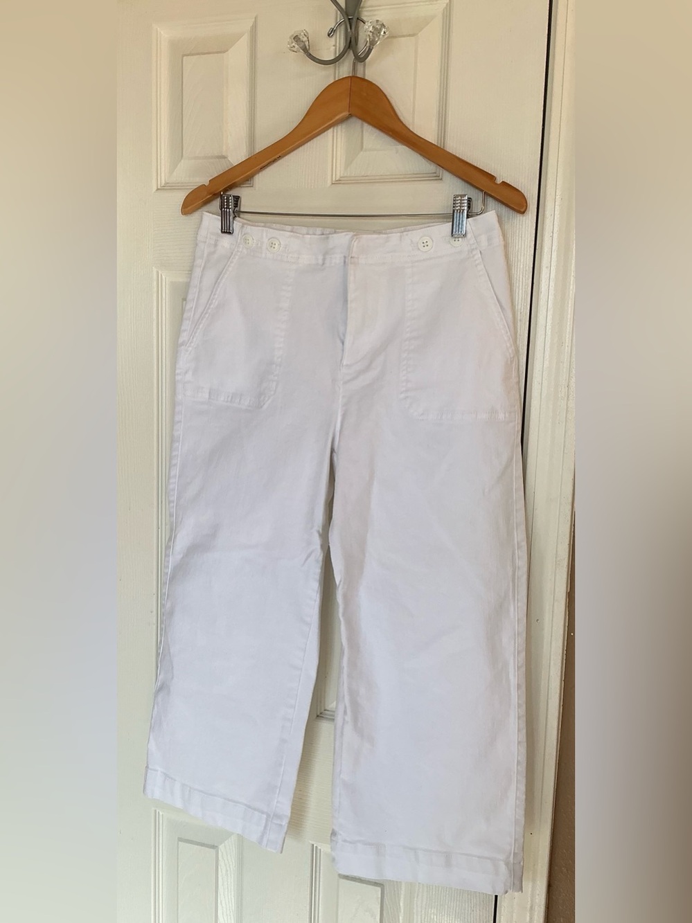 Talbots Pants White Wide Leg Crop Pant Relaxed Day Out Spring Easter NWOT Sz 10P